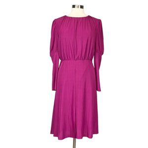 NSR Nordstrom Womens Long Sleeve Open Back Midi Dress Fuchsia Pink size Large